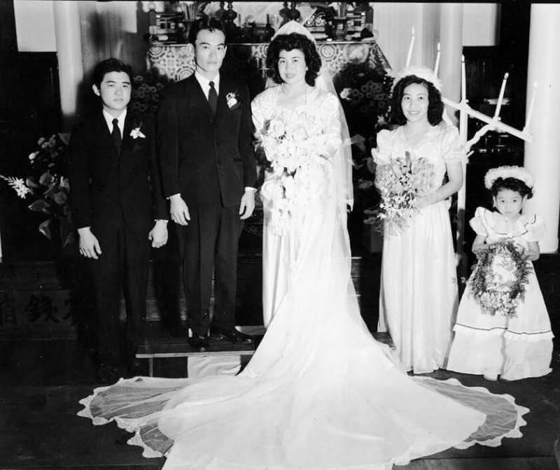   Hiroshi et Toshiko 'Daisy' Okura le jour de leur mariage.