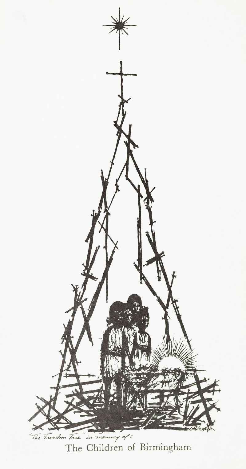 Cliffas Josephas sukūrė meną, skirtą pagerbti 1963 m. bombardavimo Birmingamo 16-osios gatvės baptistų bažnyčioje aukas.