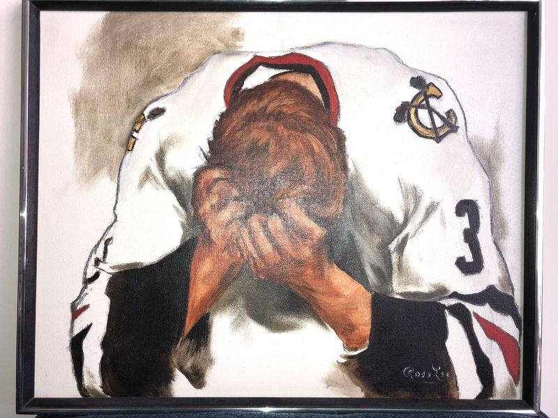 RoseLee Deutsch malede dette portræt af en nedslået Keith Magnuson, efter at Hawks tabte Stanley Cup i 1971.