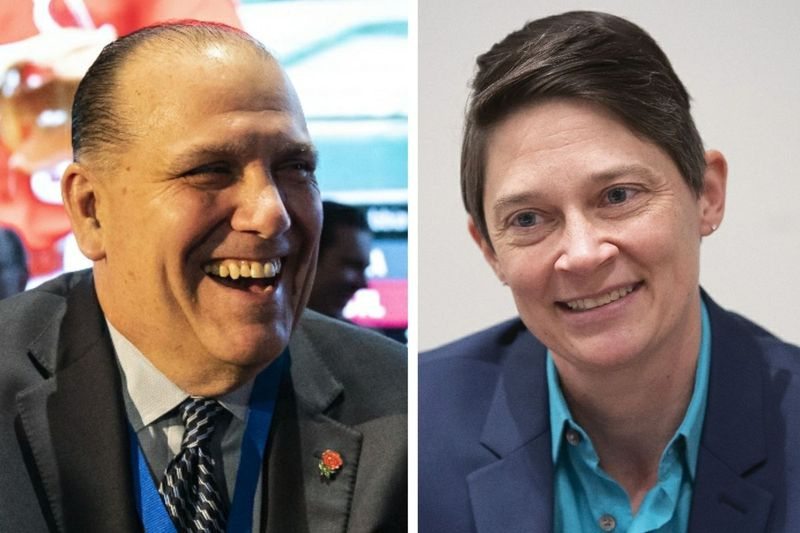 Republikan Rep. Bradley Stephens, kiri; Pencabar demokratik dalam Michelle Darbro, kanan.