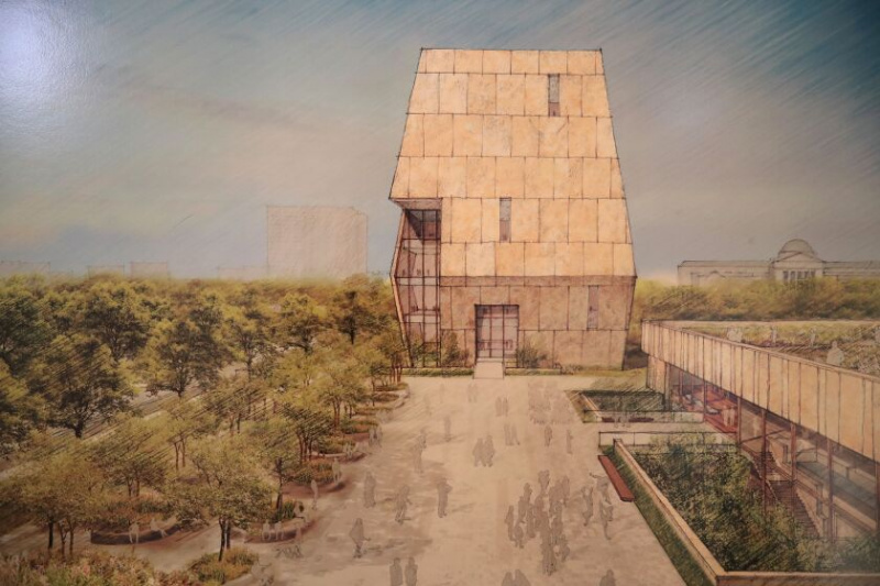  シカゴのジャクソン公園に建設される予定のオバマ大統領センターのレンダリング。