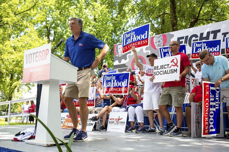 Rep. Darin LaHood, R-Ill., Respublikonų dienoje Ilinojaus valstijos mugėje pernai Springfilde.