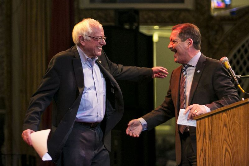 Il senatore degli Stati Uniti Bernie Sanders è il protagonista di una manifestazione elettorale per l