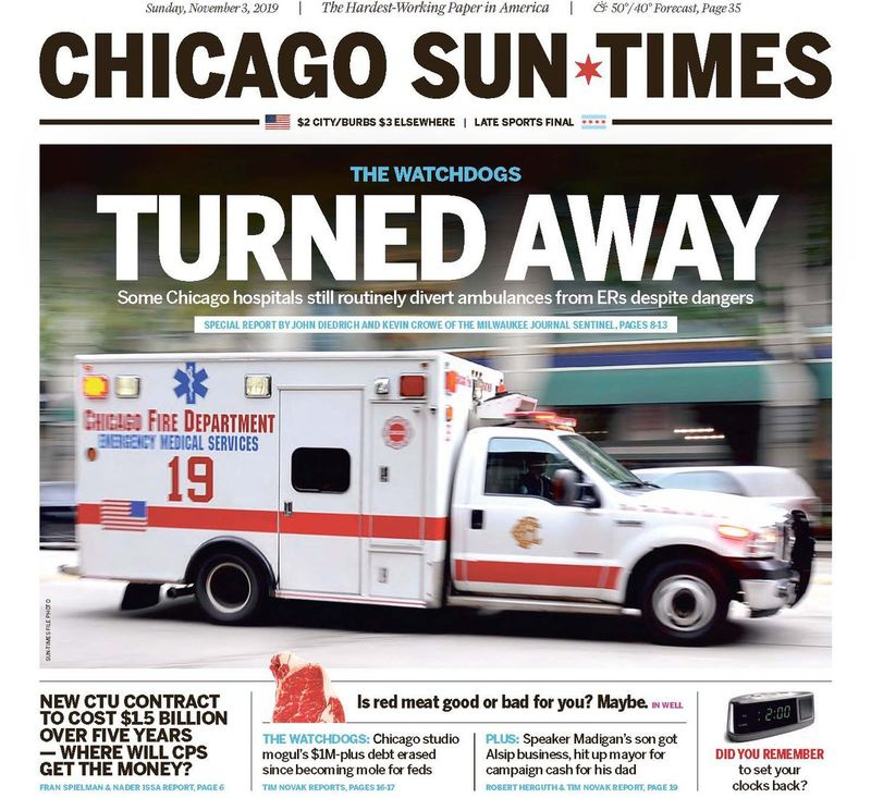 Kliknij tutaj, aby przeczytać 1 listopada 2019 r. artykuł o przekierowaniu karetki pogotowia w Chicago.