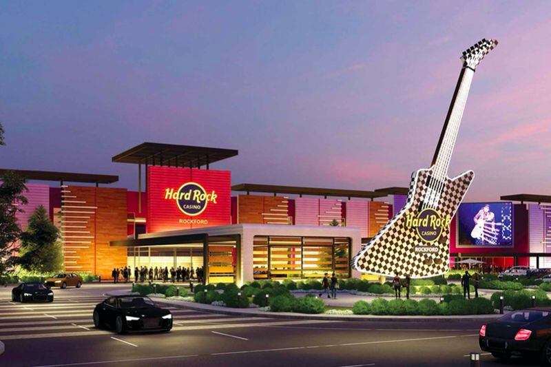 Menininko siūlomas „Hard Rock Casino Rockford“ perteikimas.