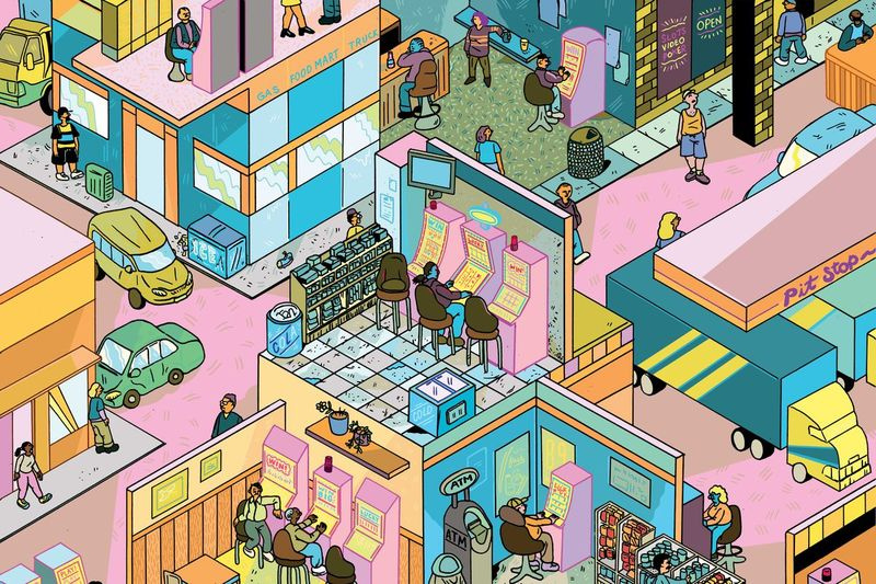 Videogokmachines zijn zo bedreven geworden in het sneller en langer spelen van mensen, dat ze bijnamen hebben gekregen als elektronische morfine en de crack-cocaïne van gokken. | David Alvarado / ProPublica Illinois