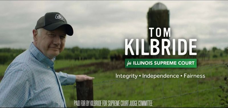Tv-reklame, der støtter fastholdelsen af ​​den daværende højesteretsdommer i Illinois, Thomas Kilbride sidste år.
