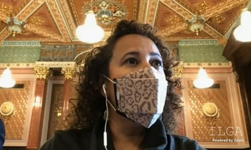 El vicegobernador Sol Flores testifica durante una audiencia del Comité del Senado estatal el viernes.