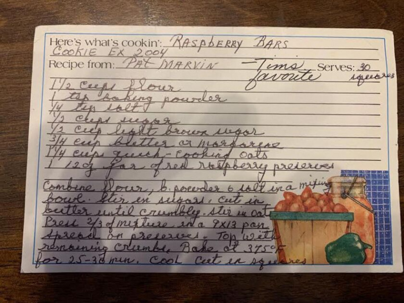   A receita de Patricia Marvin para barras de framboesa.