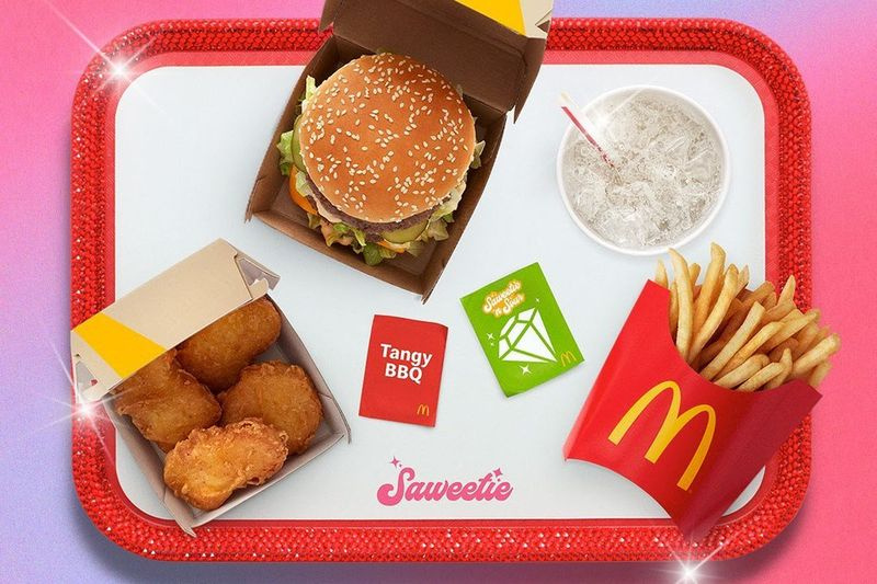 Das neue Saweetie Meal bei McDonalds umfasst einen Big Mac, vierteilige Chicken McNuggets, Medium Pommes, Medium Sprite, Tangy BBQ Sauce und Saweetie ‘N Sour Sauce.