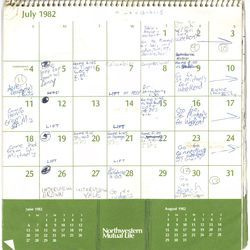 Calendário de Brett Kavanaugh, do verão de 1982. | Comitê Judiciário do Senado via AP