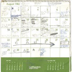 Calendário de Brett Kavanaugh, do verão de 1982. | Comitê Judiciário do Senado via AP