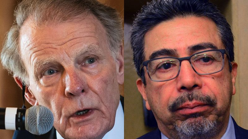 Tidligere Illinois House Speaker Michael Madigan (venstre) og tidligere Chicago Ald. Danny Solis opgav begge deres kontorer og er begyndt at tage offentlige pensioner, selvom de føderale myndigheder har undersøgt deres handlinger.