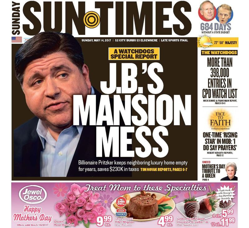Klik for at læse Sun-Times undersøgelse den 14. maj 2017 af de ejendomsskattelettelser, som den daværende Cook County Assessor Joseph Berrios gav guvernør J.B. Pritzker.