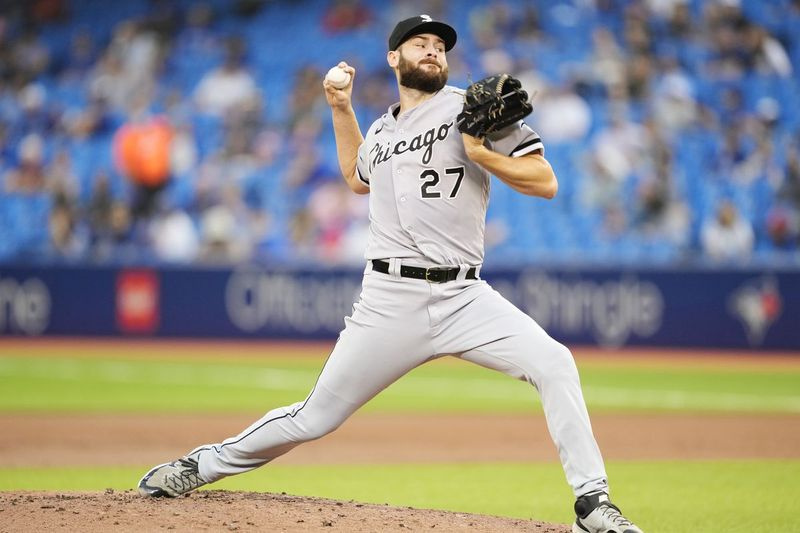 Pemula White Sox, Lucas Giolito menyampaikan persembahan semasa kekalahan Rabu kepada Blue Jays.