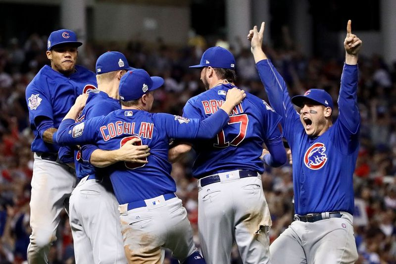 Cubs-Spieler feiern nach dem Gewinn der World Series 2016.